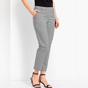 Talbots Woman‎ Slim Leg Perfecy Cropped Pants Gingham Size 16W Blue&white